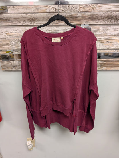 front of Paper Lace Exposed Seam Top C-816T