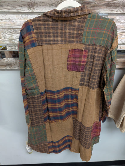 back of Paper Lace Plaid Patchwork Shirt C-820S