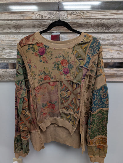 Front of Paper Lace patchwork top C-832T