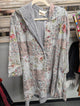 Paper Lace grey floral patchwork long hooded jacket with striped interior and front patch pockets