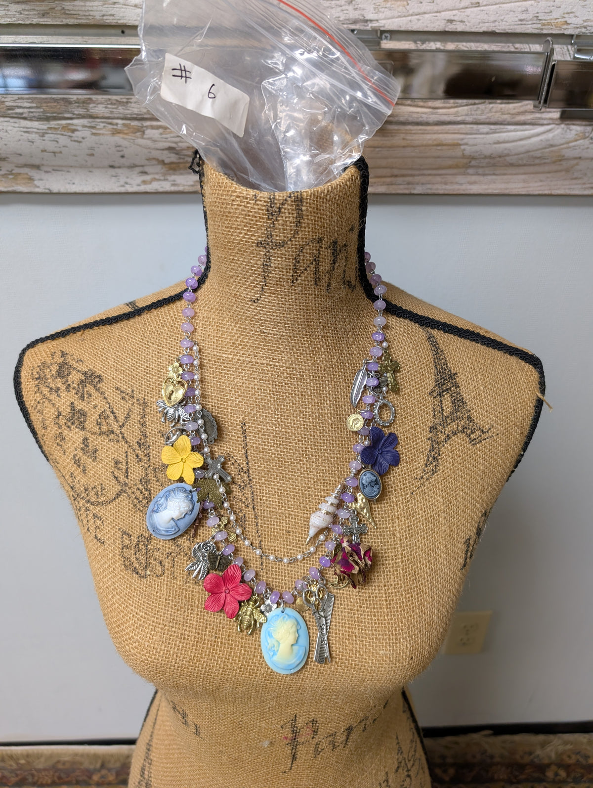 Paper Lace Cameo Charm Necklace – Design G