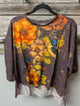Paper Lace JC-229T brown floral and bird print top