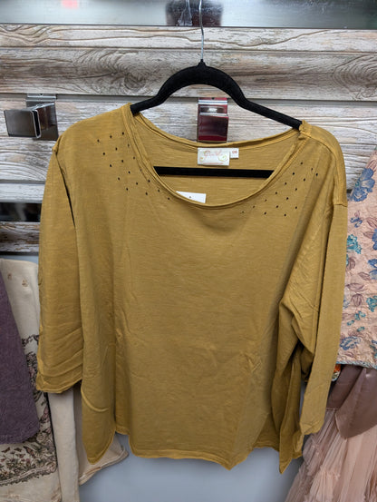 Paper Lace PL-G205T scoop-neck top in Mustard