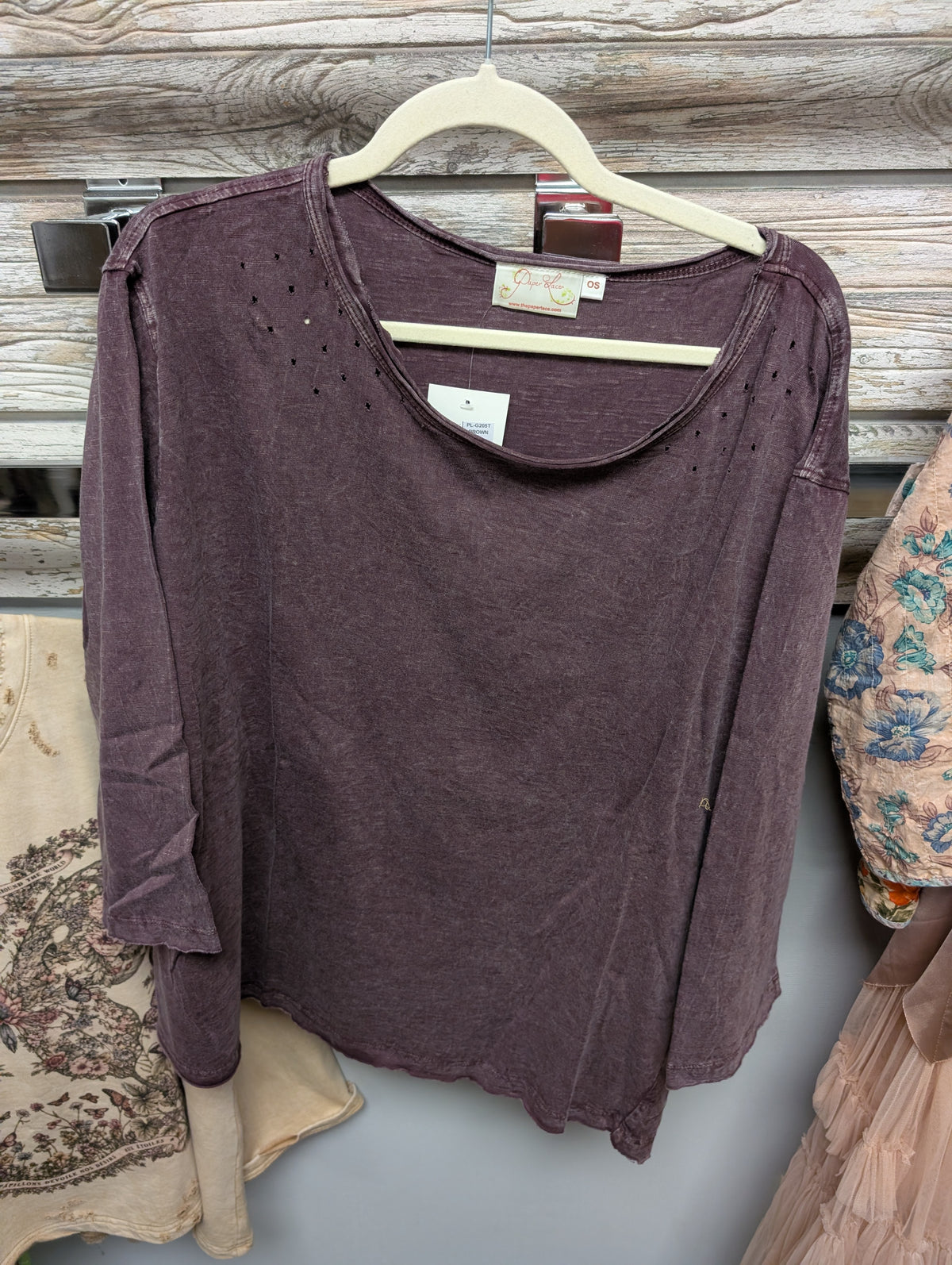 Paper Lace PL-G205T scoop-neck top in Plum