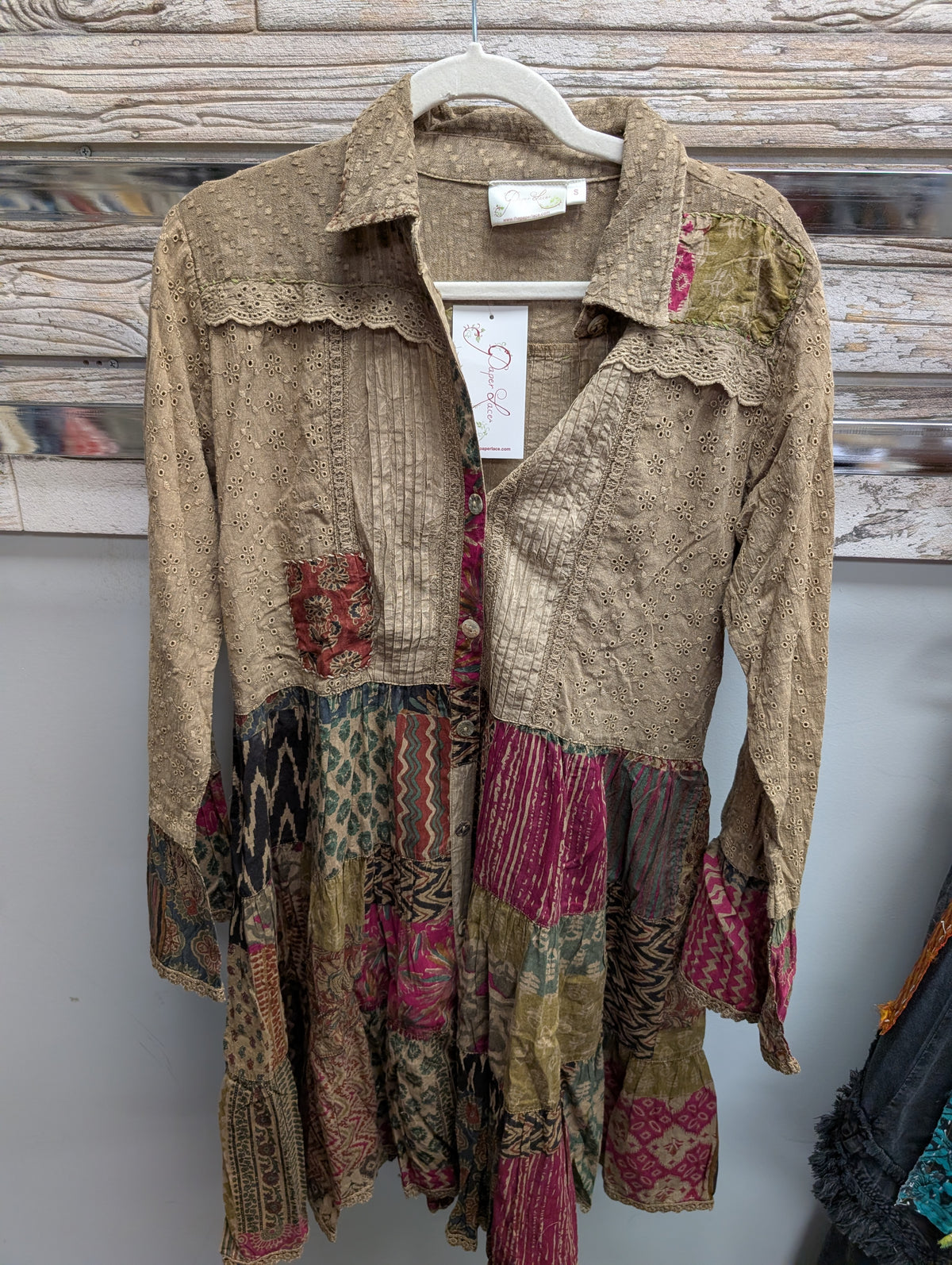 Front of Paper Lace Eyelet and Patchwork Jacket PL-G623J