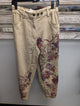 Paper Lace PL-G643P khaki floral and bird pants, front view