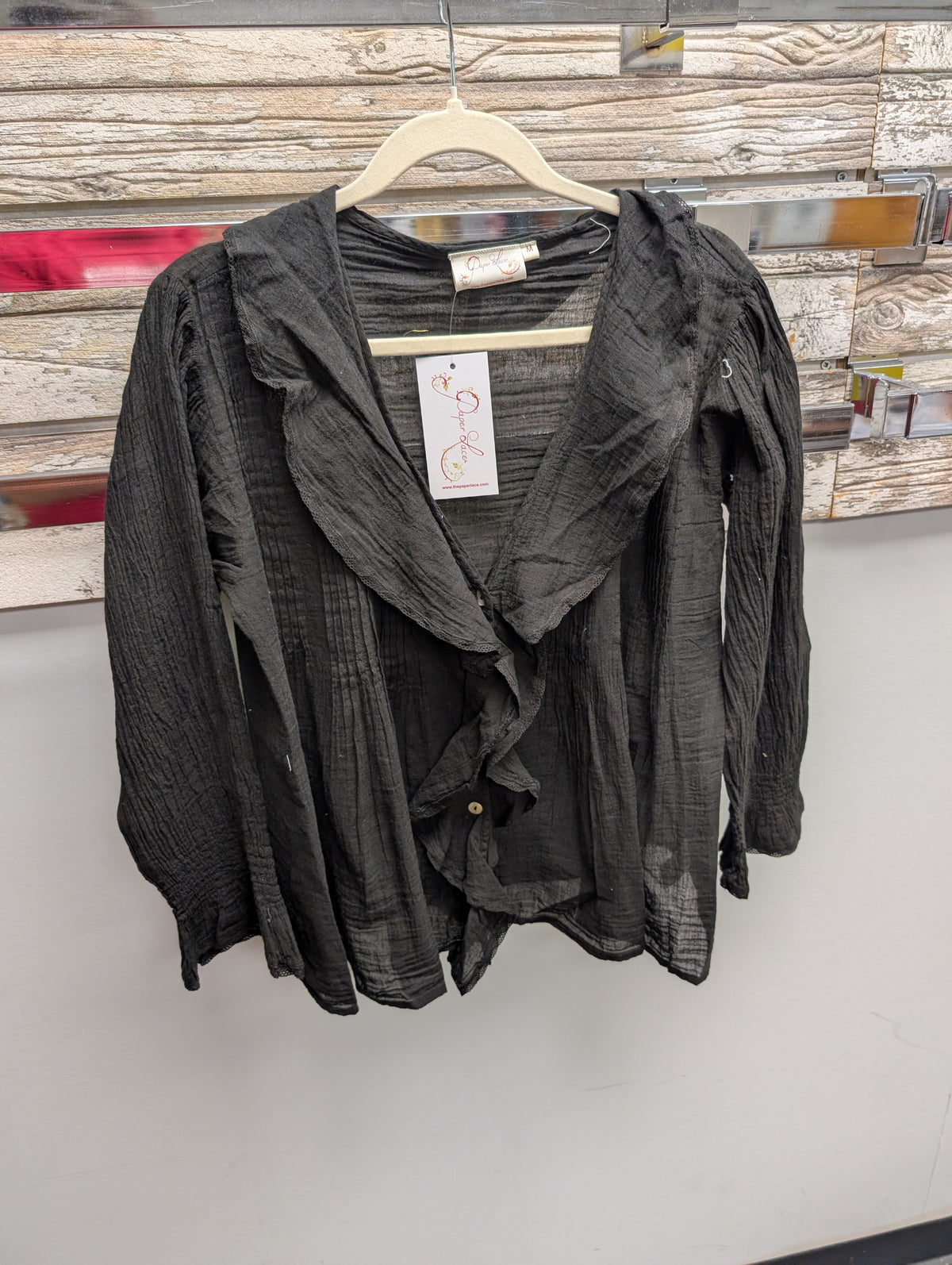 front of Paper Lace Ruffle Front Top PL-H777T