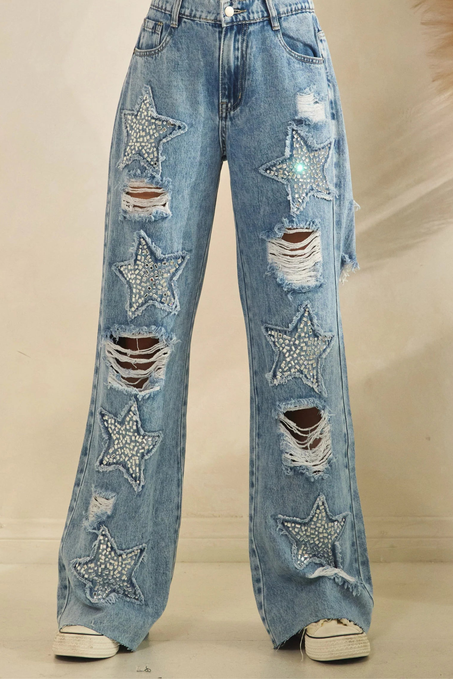 Oli and Hali WASHED STONE ON STAR DENIM PANTS