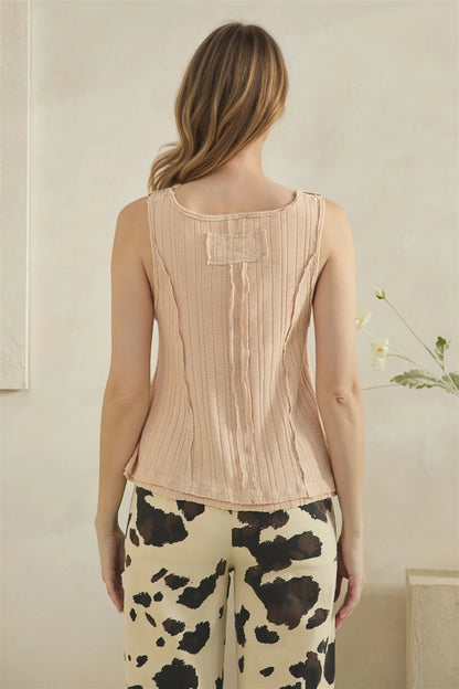 OLI AND HALI WASHED RIBBED KNIT OVERALL TOP