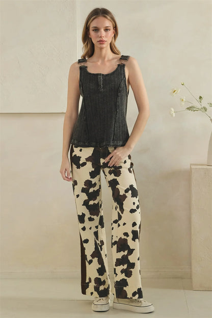 OLI AND HALI WASHED RIBBED KNIT OVERALL TOP