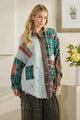 OLI AND HALI COLORBLOCK PATCHWORK PLAID BUTTON DOWN SHIRT