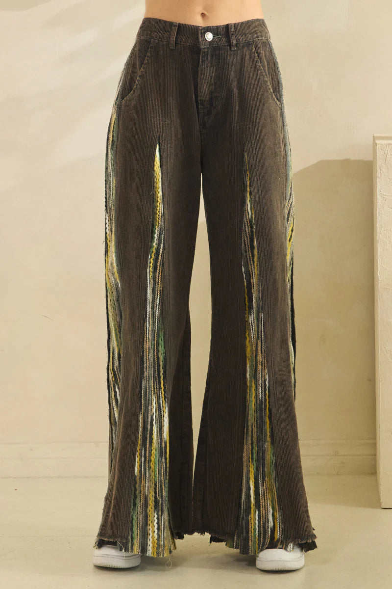OLI AND HALI WASHED CORDUROY WIDE LEG PANTS