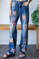 OLI AND HALI WASHED SQUARE CROCHET PATCHWORK DENIM JEANS