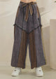 OLI AND HALI WASHED MIXED FABRIC BELTED WAIST JOGGER PANTS