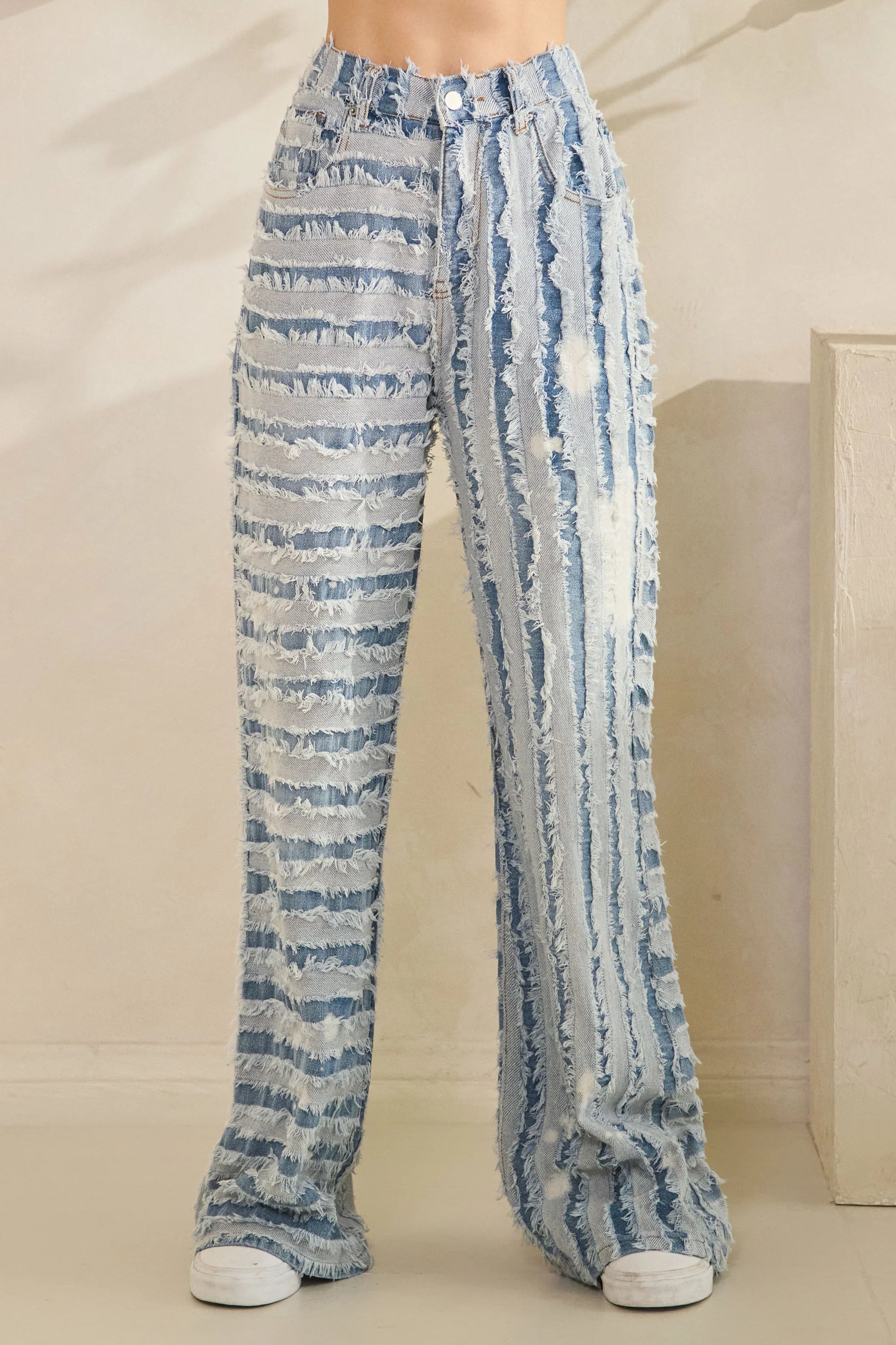 Oli & Hali  Frayed Panelled Wide Leg Pants