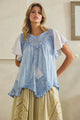 Oli & Hali Washed Lace Mix Ruffle Hem Tunic