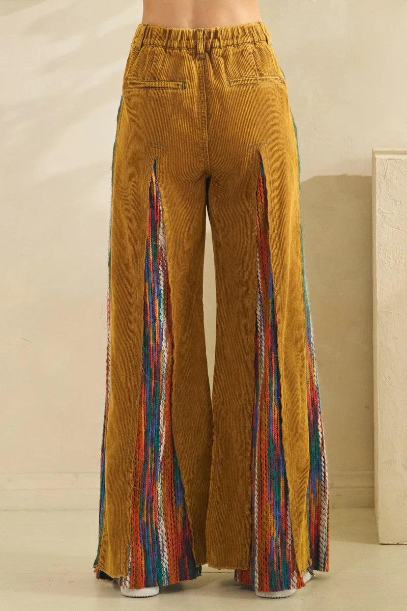 OLI AND HALI WASHED CORDUROY WIDE LEG PANTS