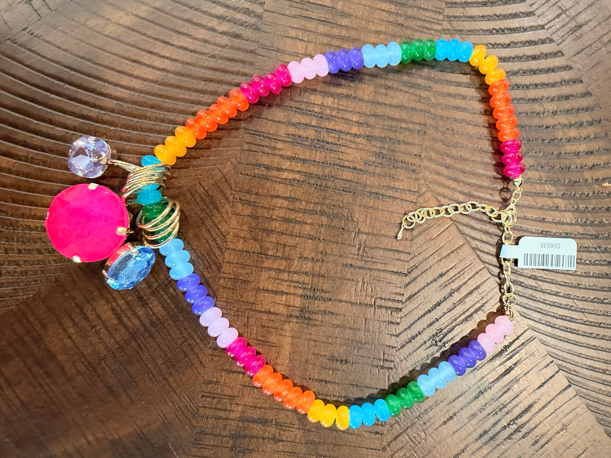 Queen Gypsy Extra & Exquisite necklace - Hot Pink Rainbow