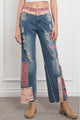 blue velvet RIPPED AND PATCHWORK BOOTS CUT DENIM STRETCHY PANTS