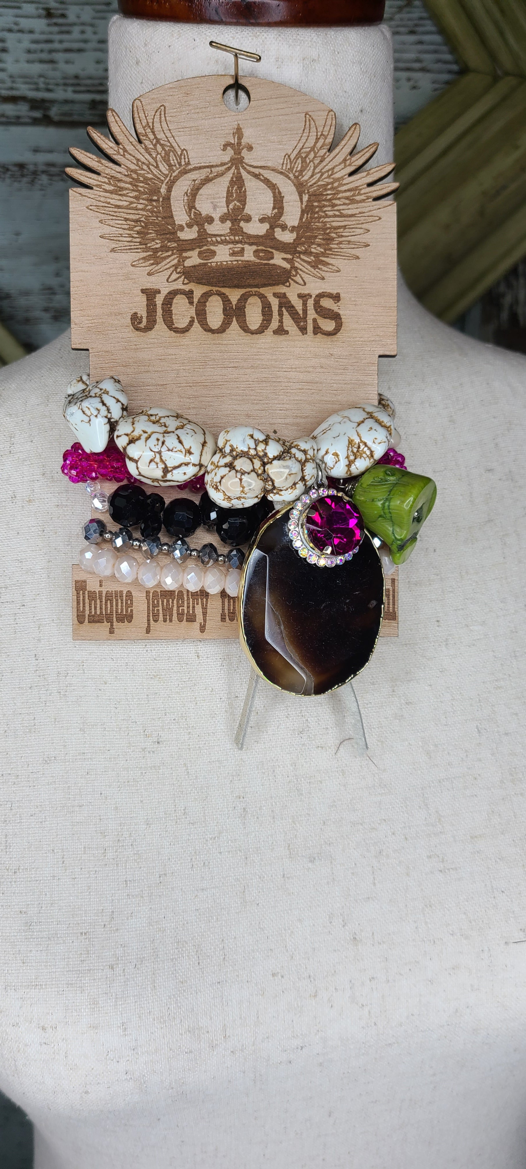 Jcroon  pink and black multi bracelet