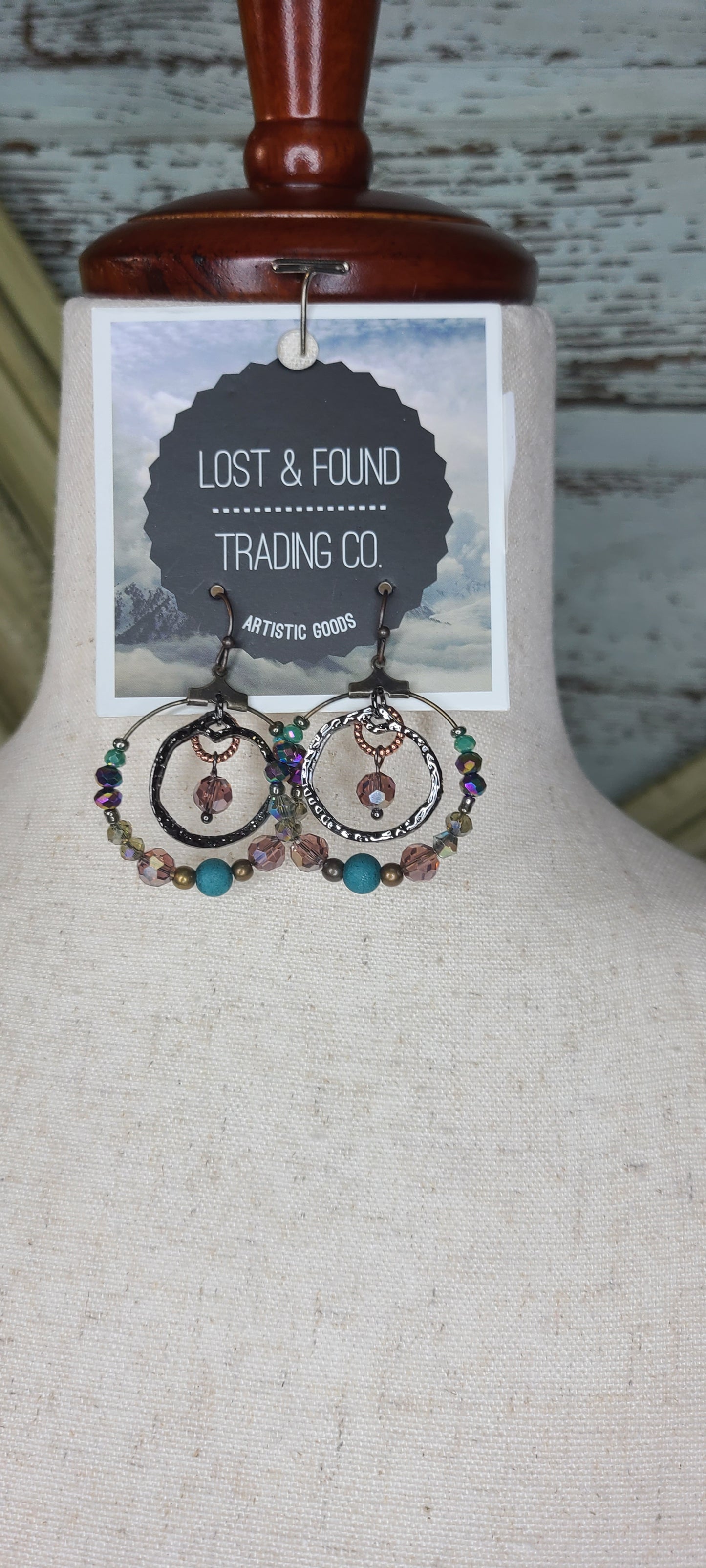 Lost&Found Purple&Blue Dangle Hoop Ears