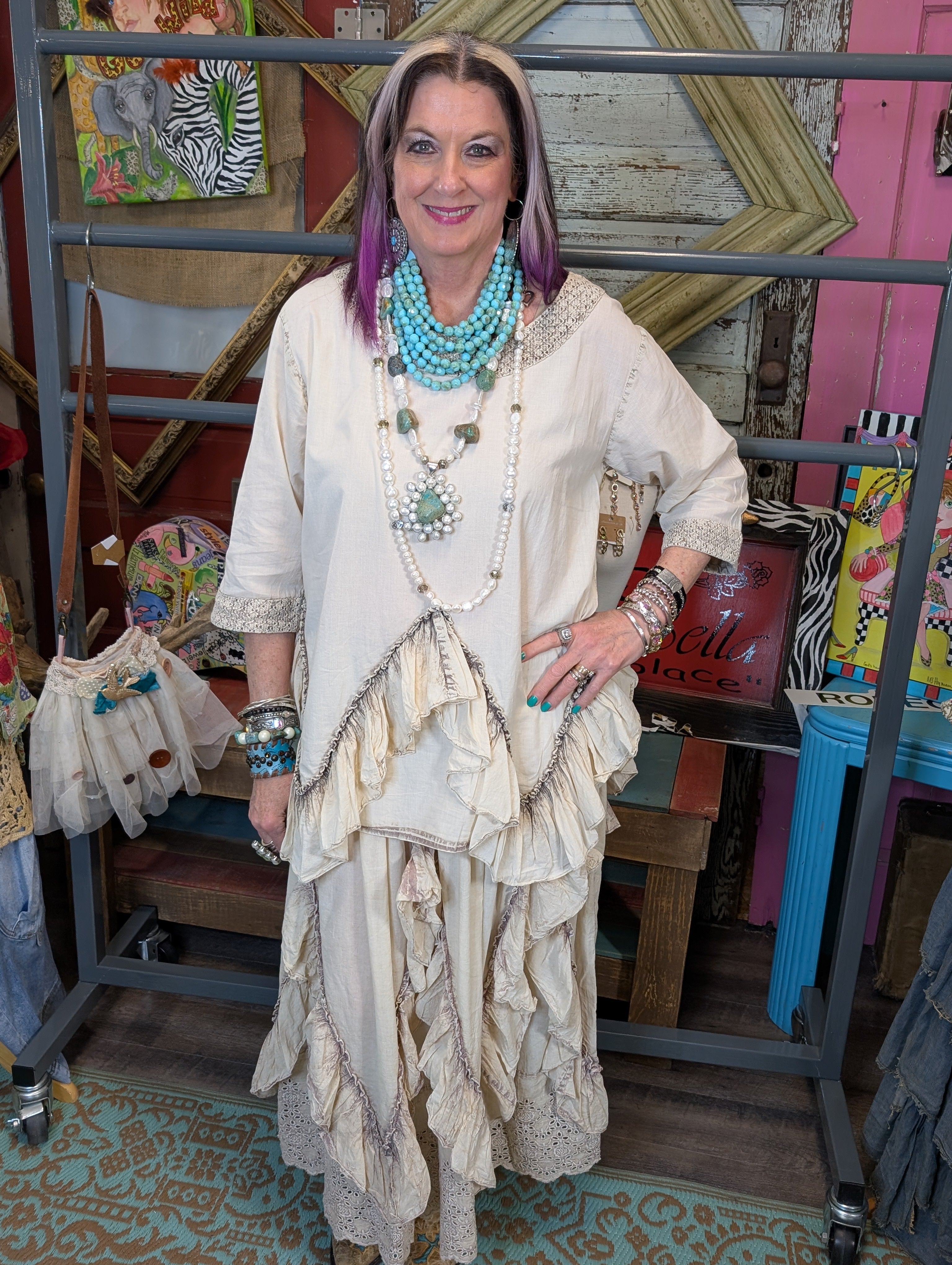 PAPER LACE RUFFLE LAYERED TOP