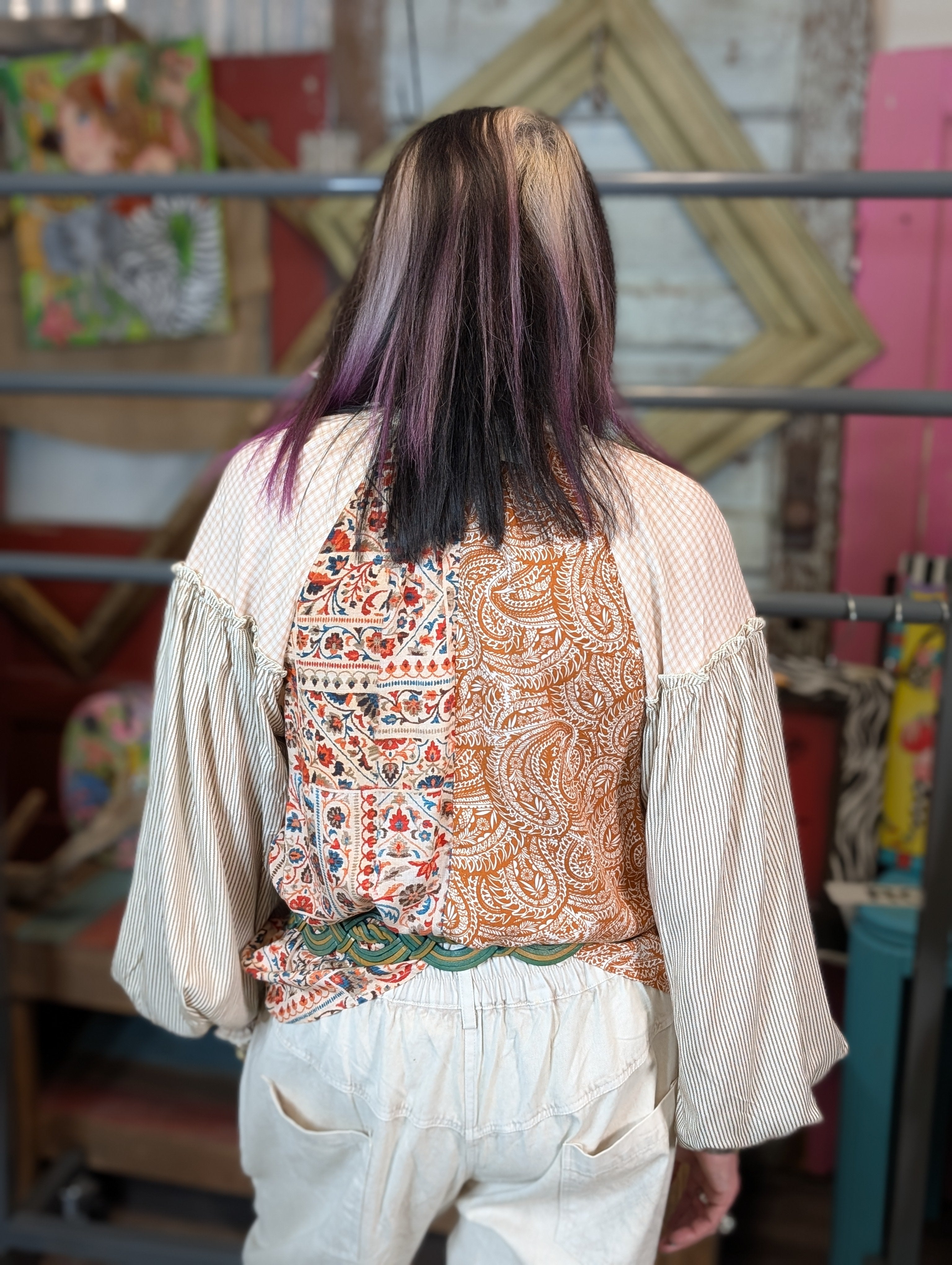 Oli and Hali Rusty Peach Button Front Blouse