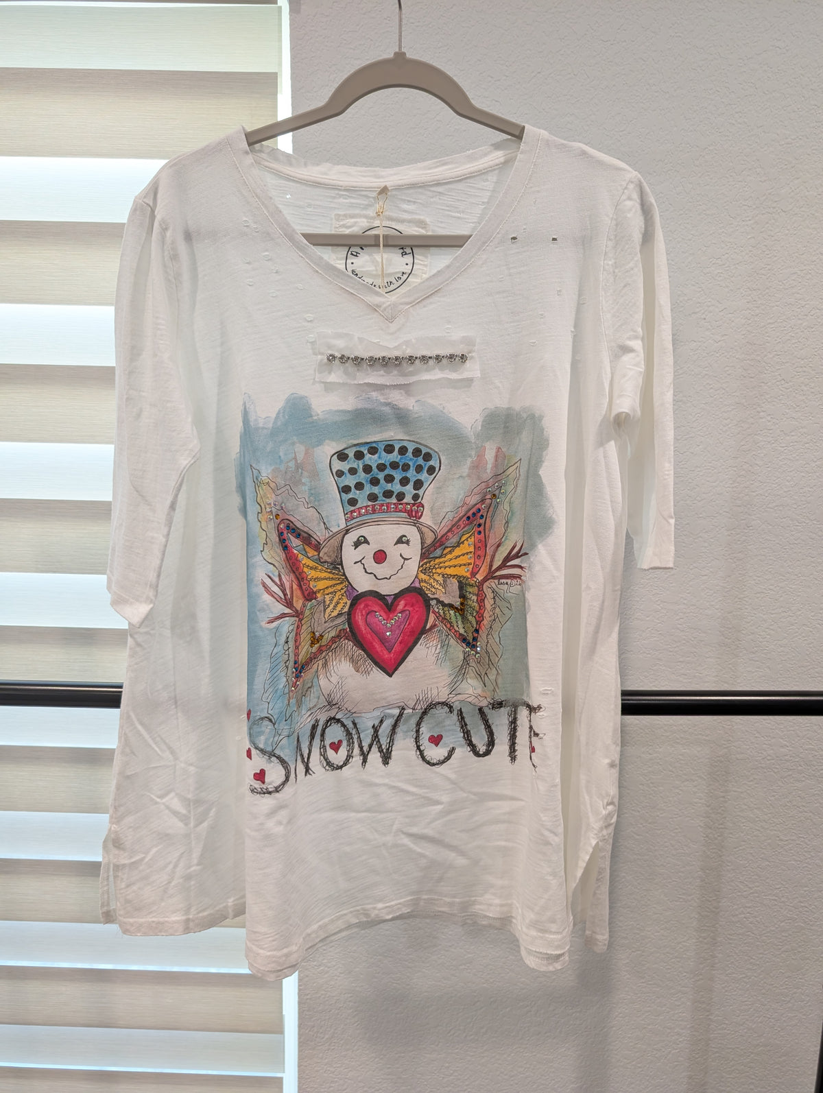 A Rare Bird Snow Cute Rhinestone Tee