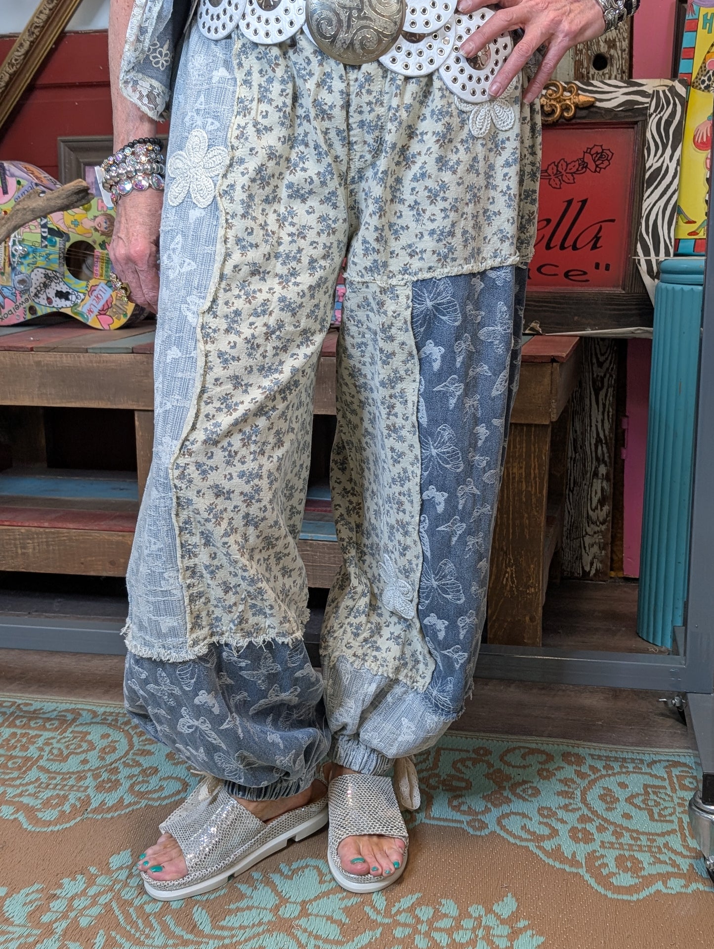 POL Butterfly Patchwork Crochet Pants