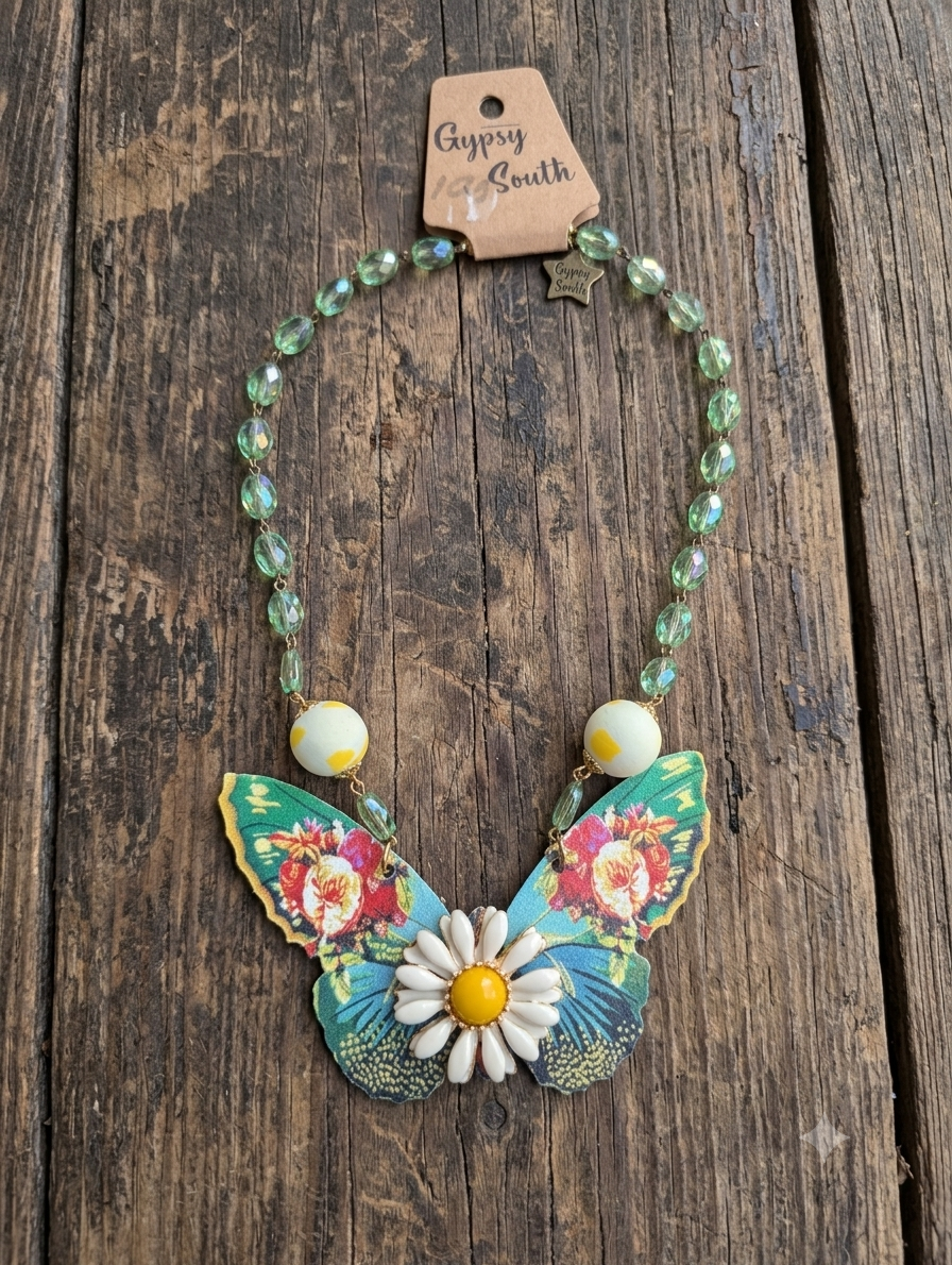 Gypsy South Spring Time Butterfly Necklace