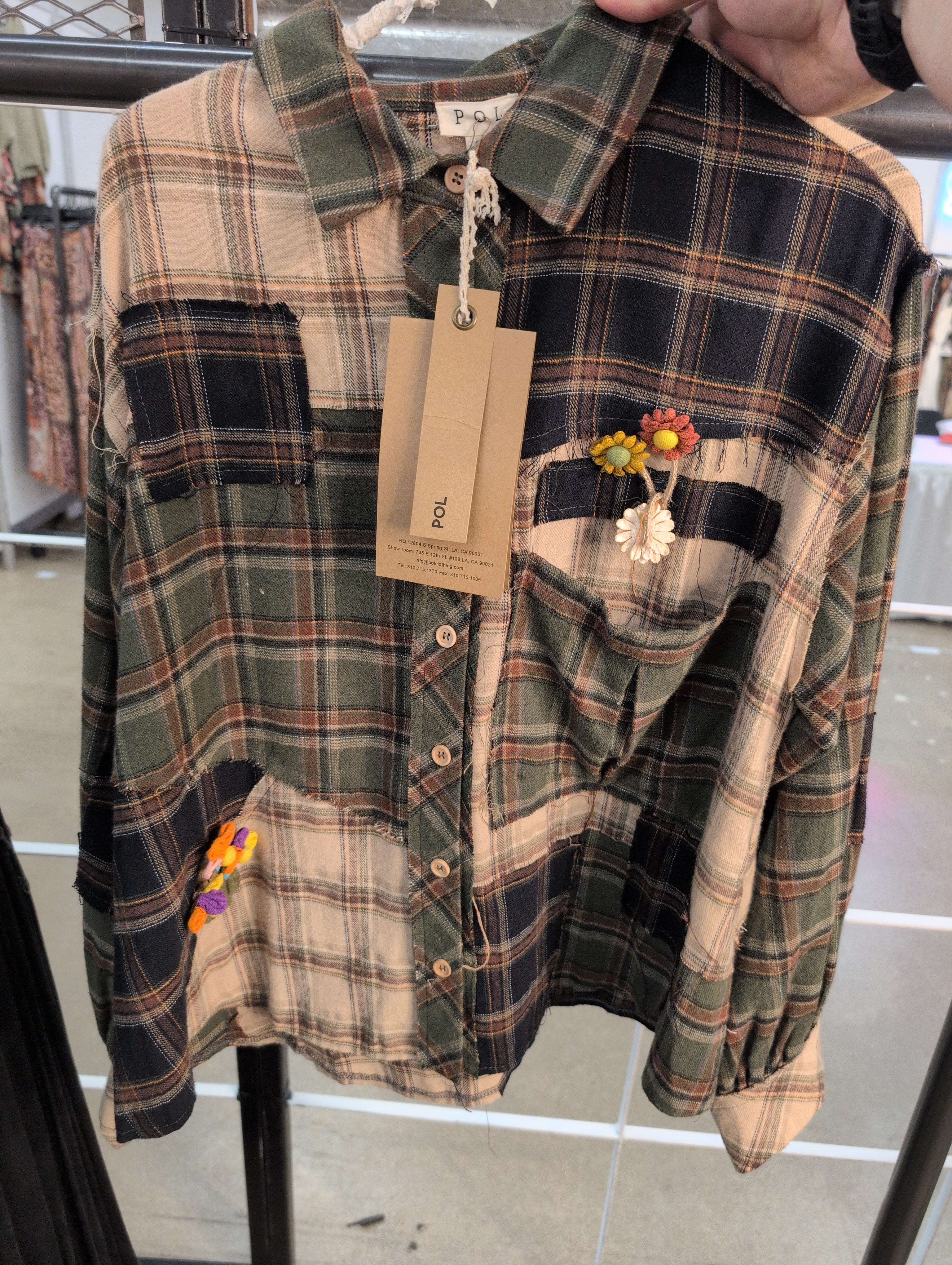Pre Order POL AWT201 Green Multi Plaid Top