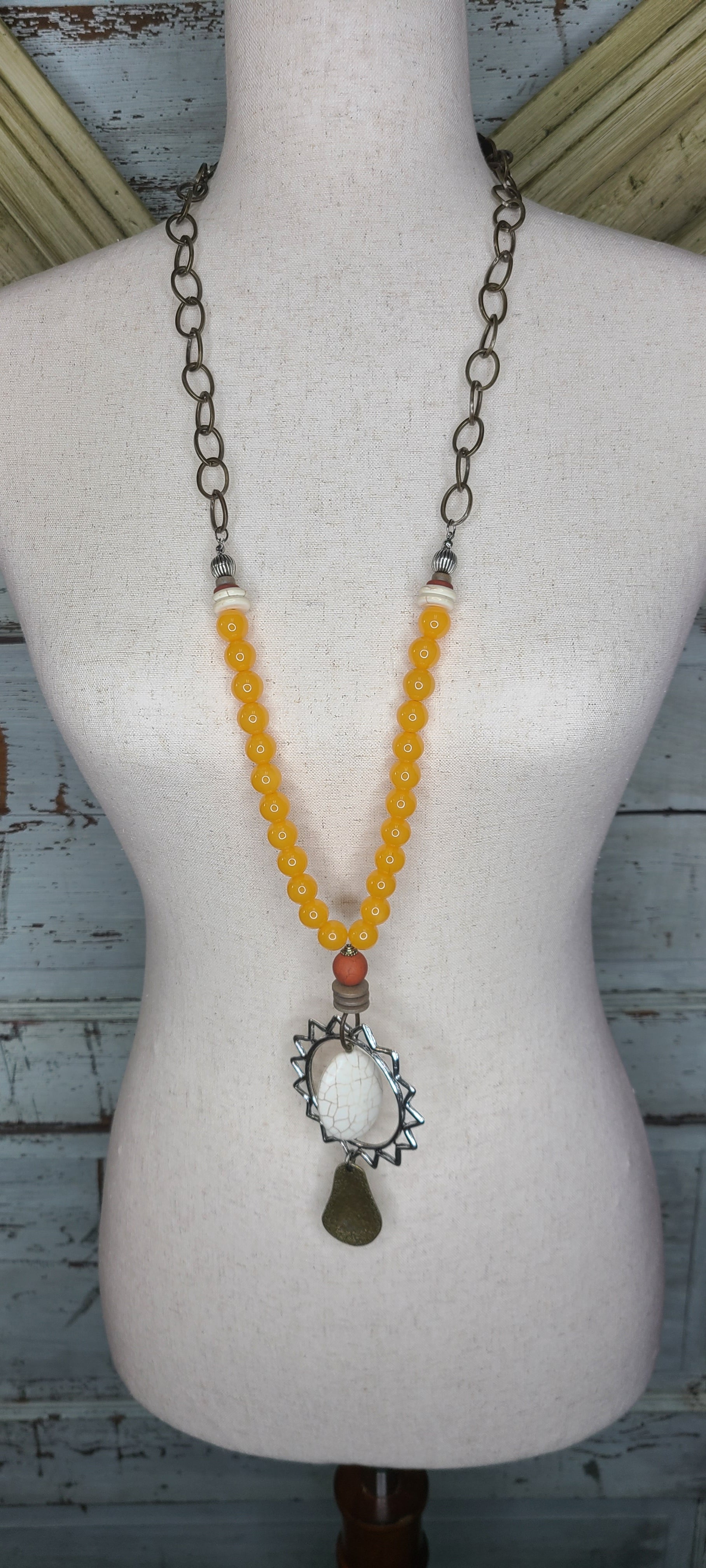 Lost & Found Yellow and Cream Sun Necklace