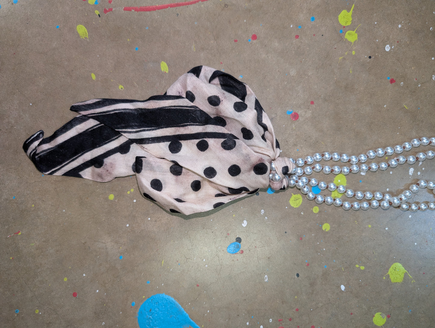 A Rare Bird Twilly Pearl Scarf Necklace ( Polka Dot)