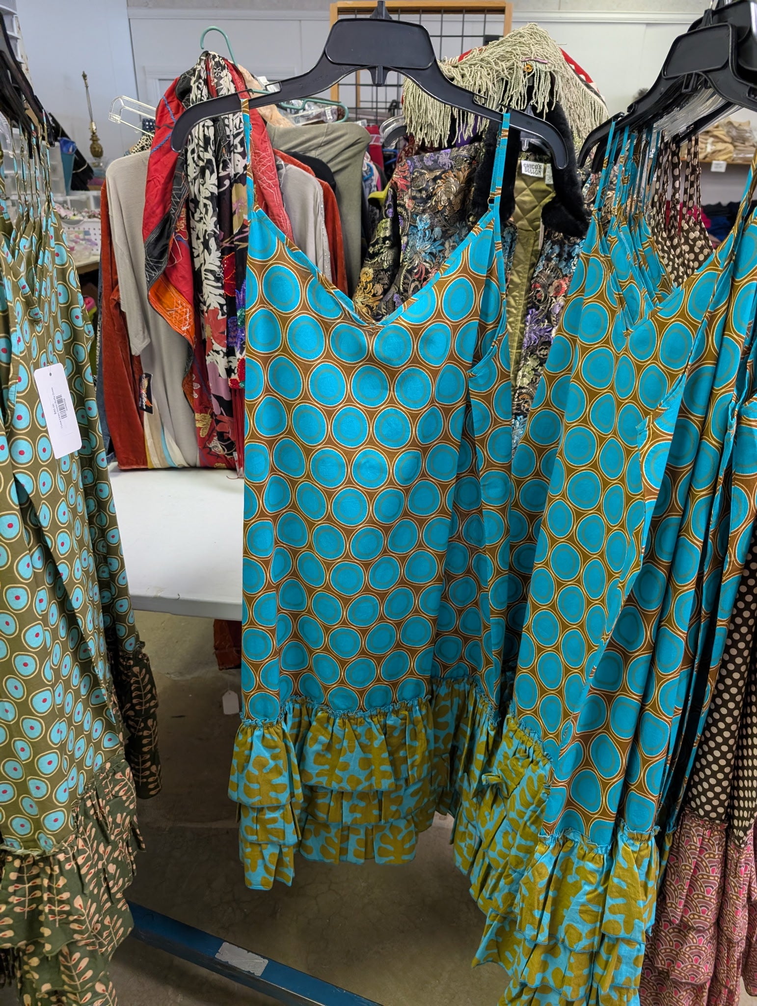 I Love Linen Teal Frill Dress