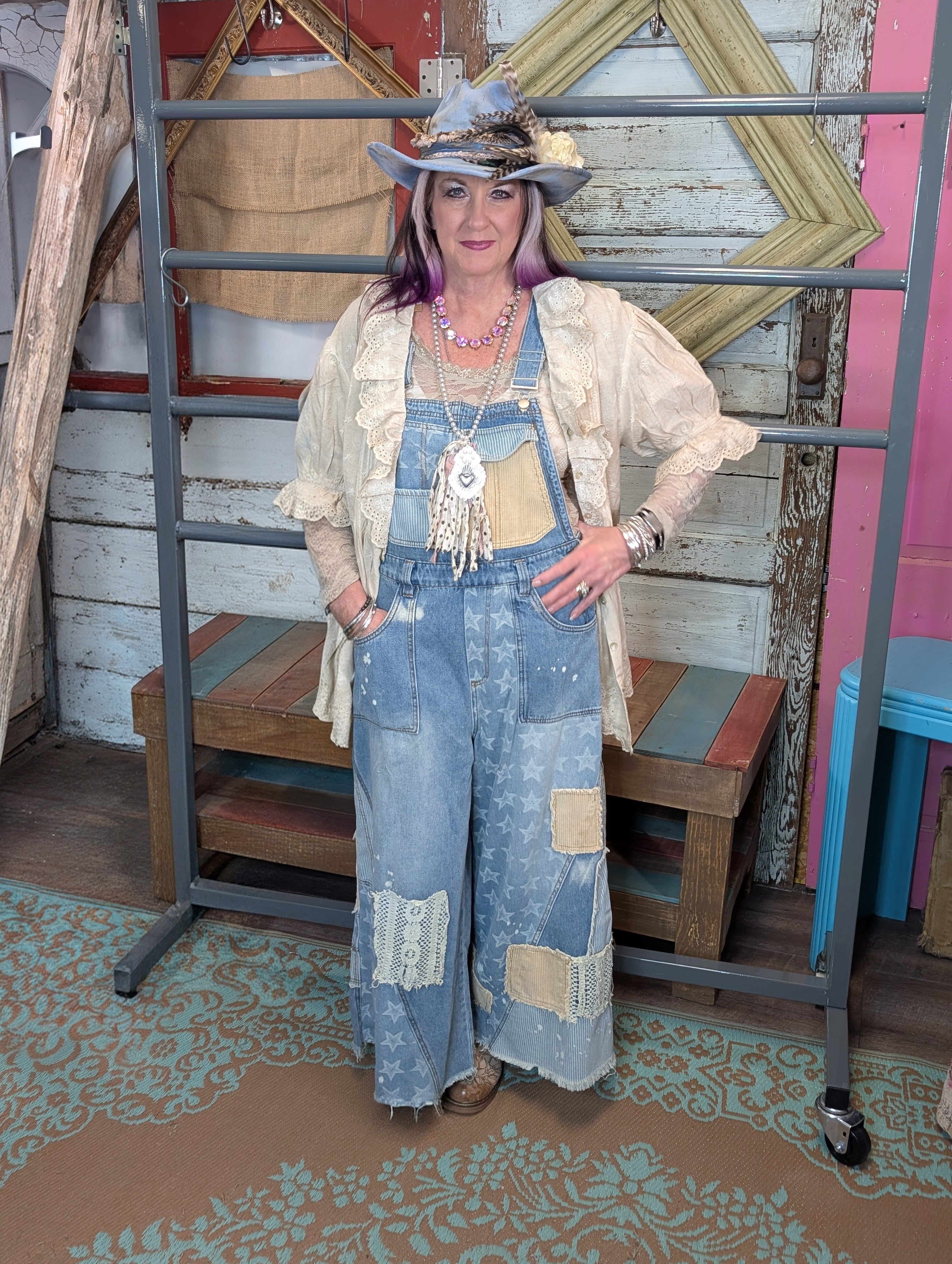 Oli and hali Multi Patch denim Overalls