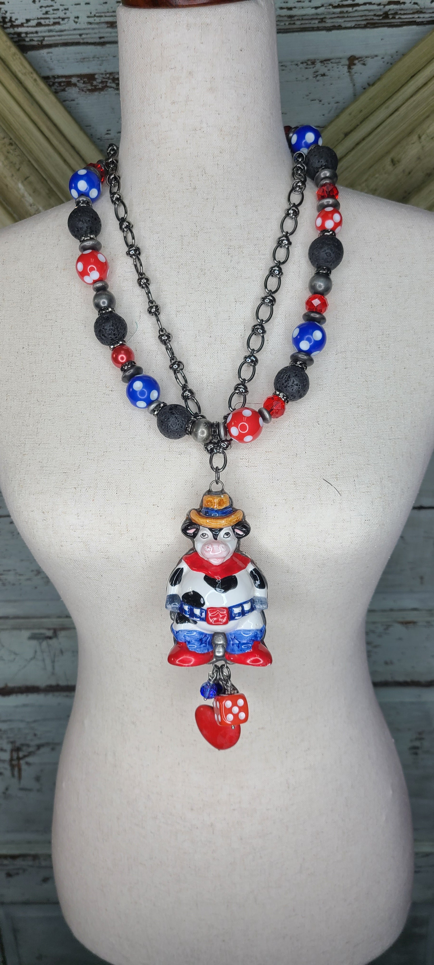 Art by Amy vintage cow necklace