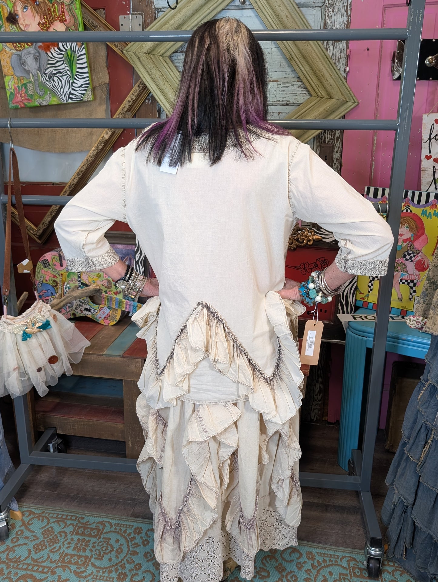 PAPER LACE RUFFLE LAYERED TOP