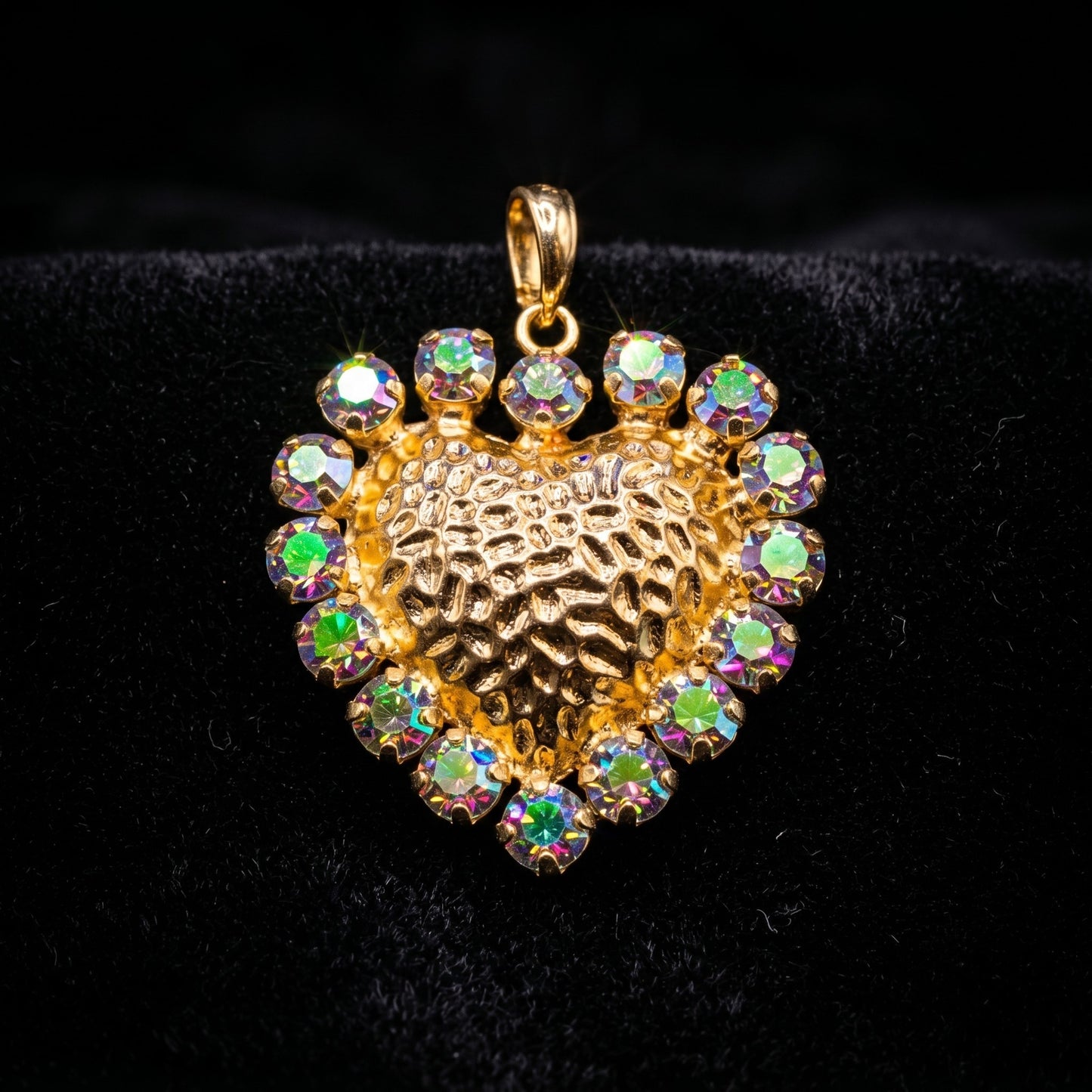 Gold Crystal Heart Pendant