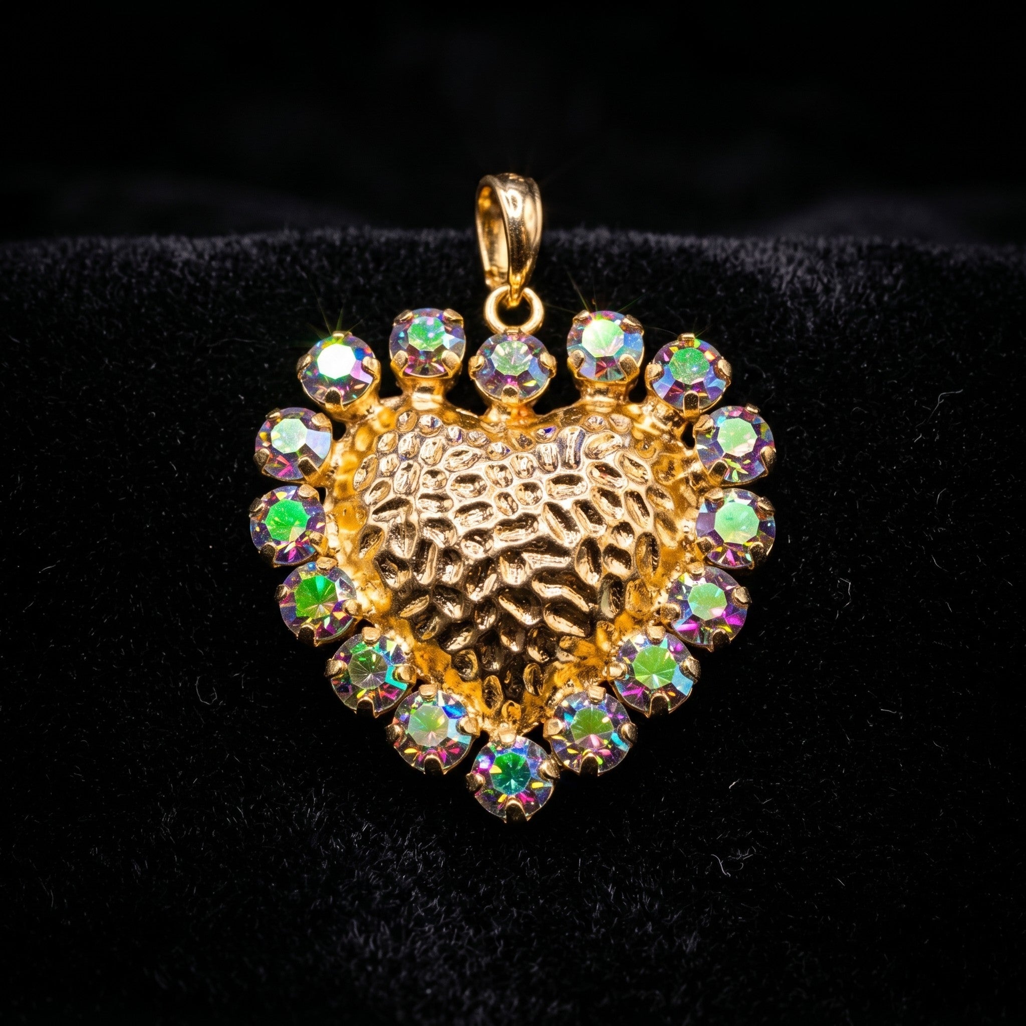 Gold Crystal Heart Pendant