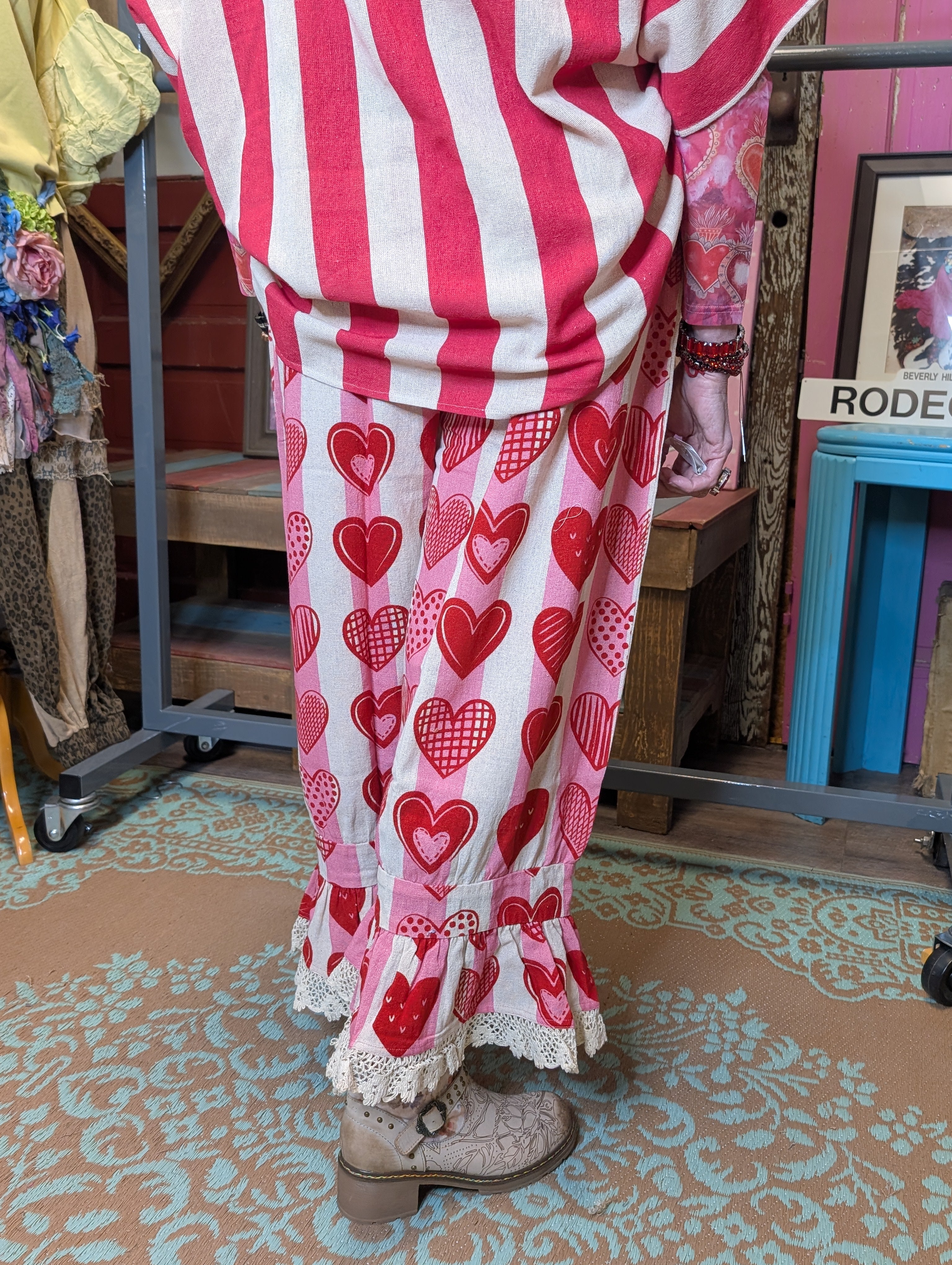 I Love Linen Heart Ruffle Pants