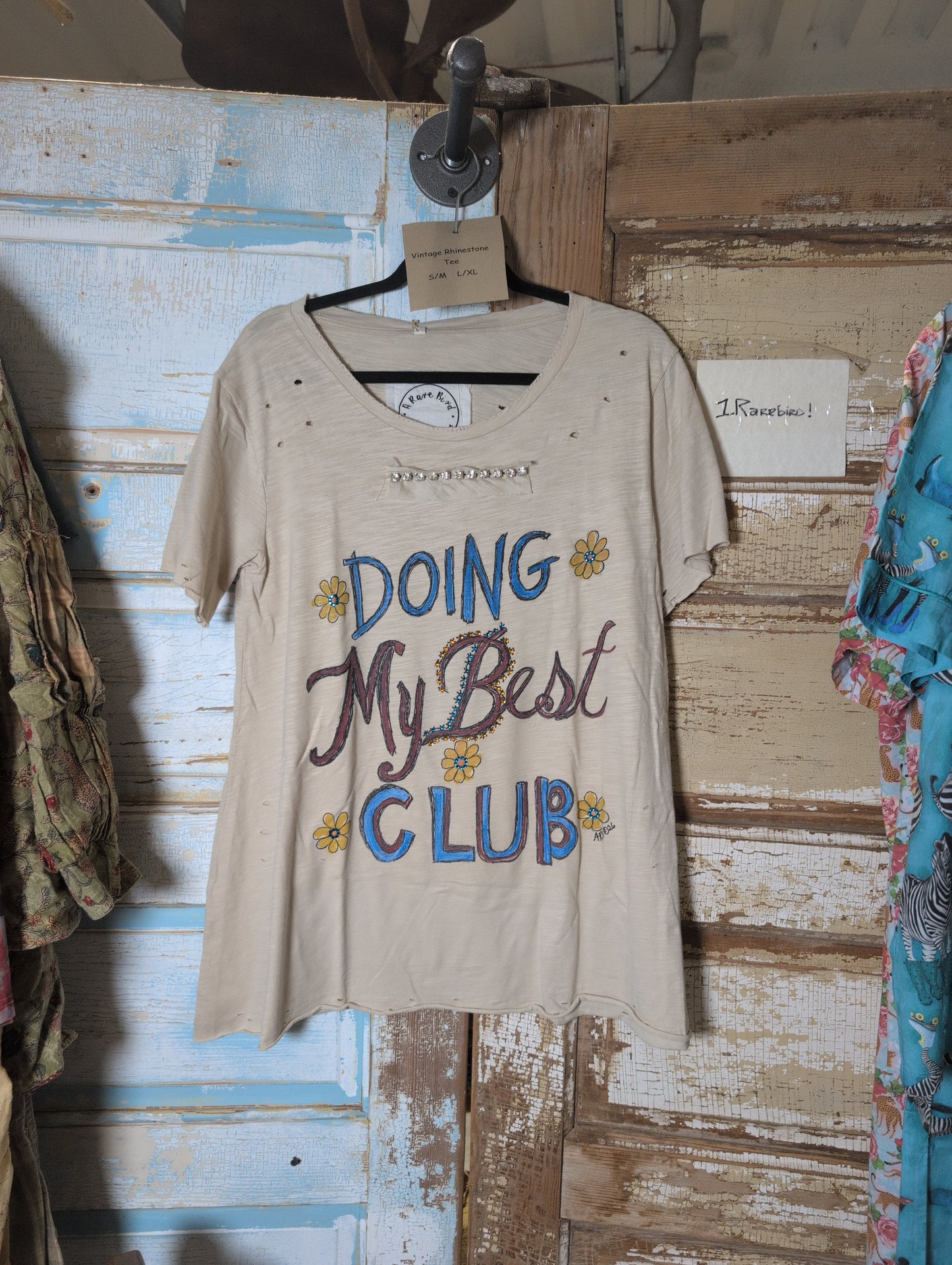 A Rare Bird Doing My Best Club Vintage Rhunestone Tee
