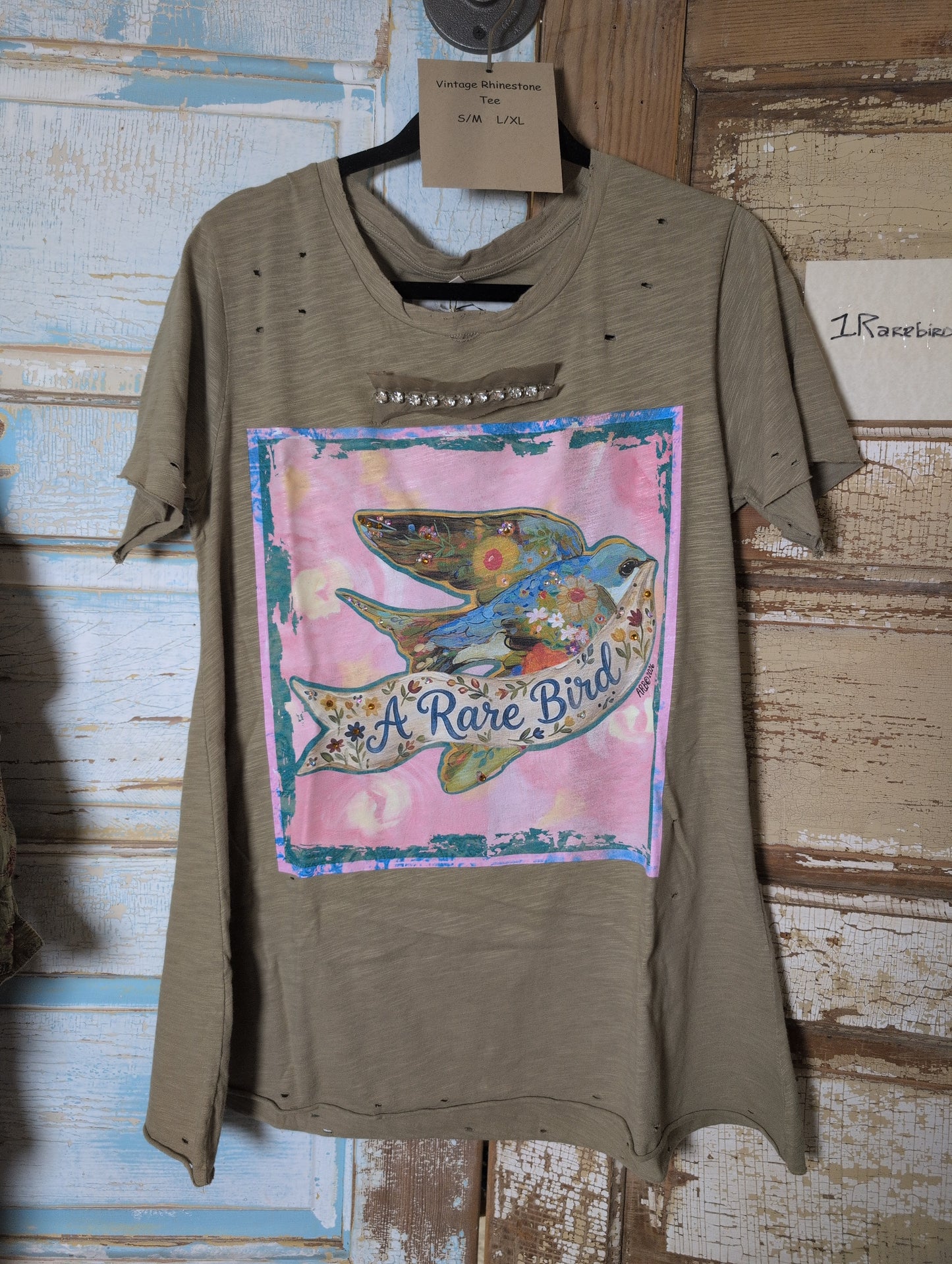 A Rare Bird  Birdie Vintage Rhinestone Tee