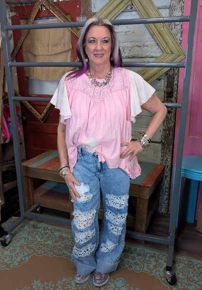oli and Hali Lace Ruffle Hem Tunic