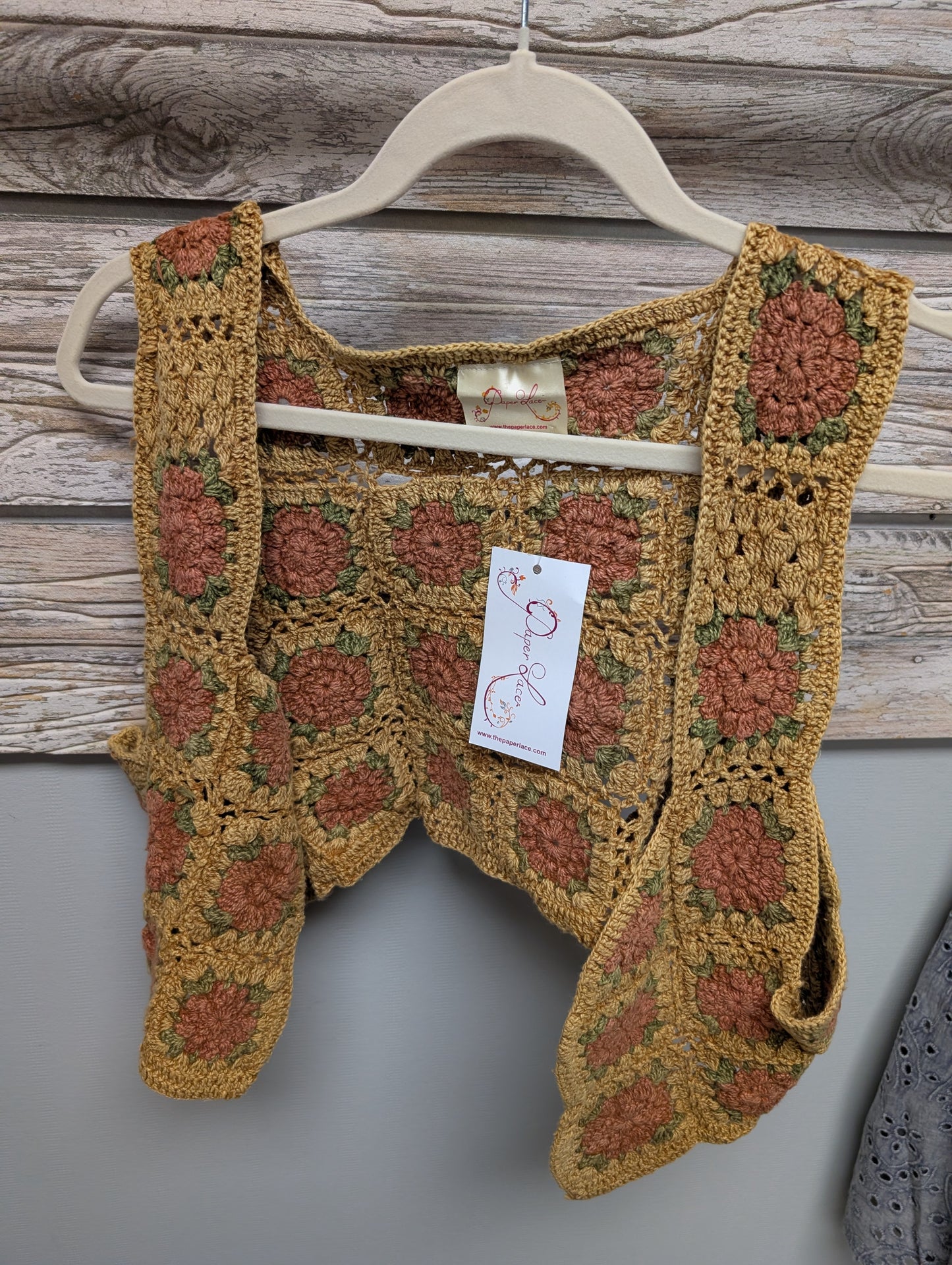 Pre Order Paper Lace Yoke Crochet Vest