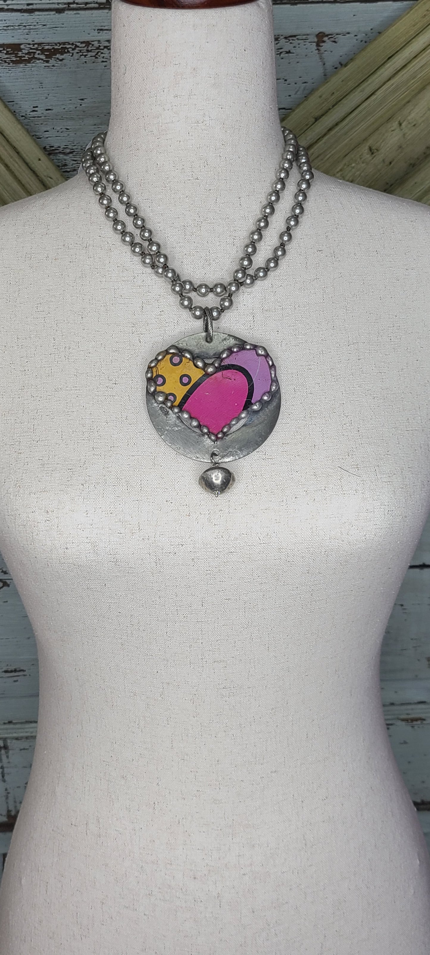 Art By Amy Pink Metal heart Necklace