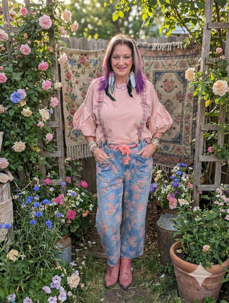 Oli and Hali Pink Flower Jeans