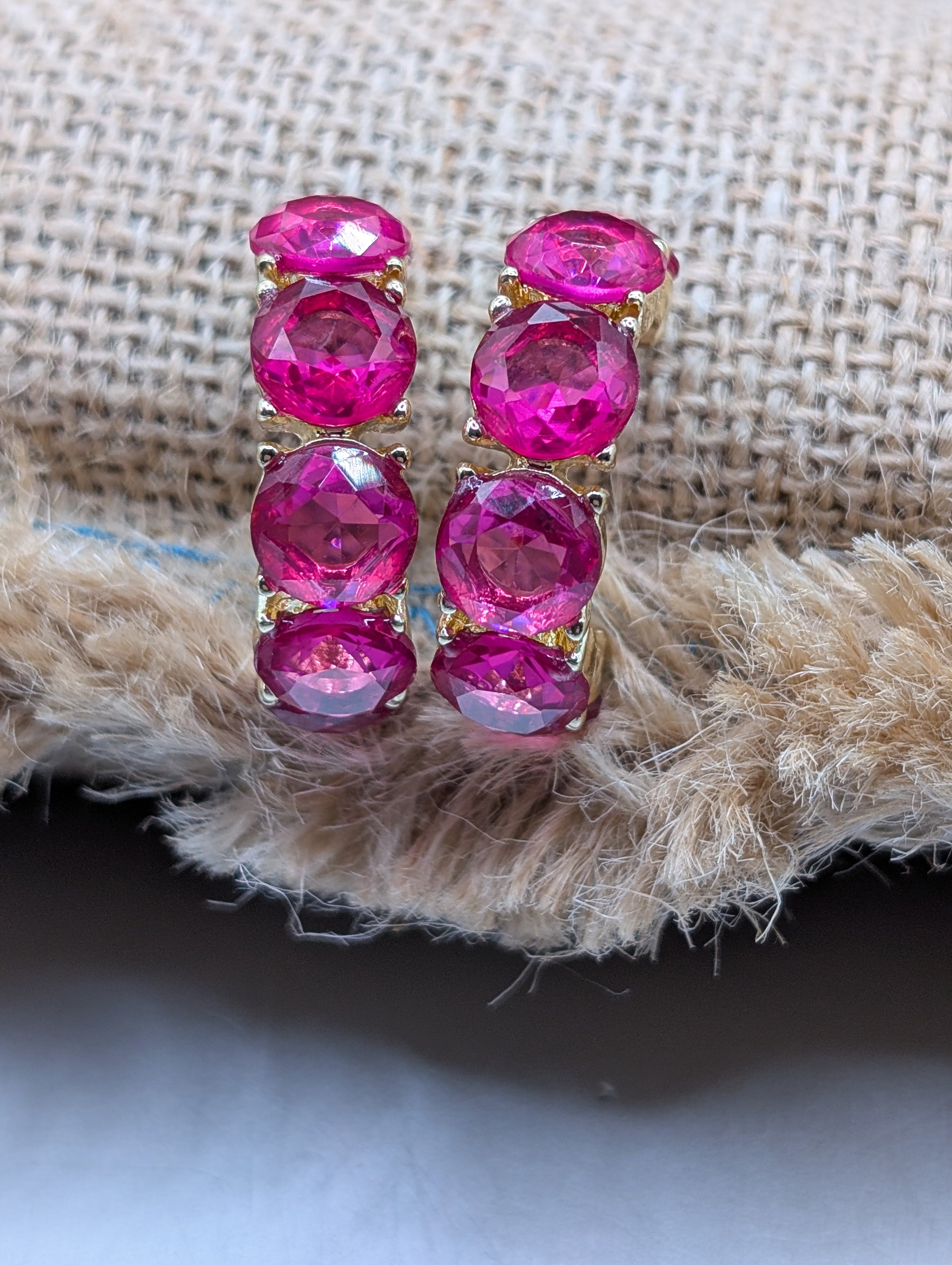 pink crystal hoop earrings