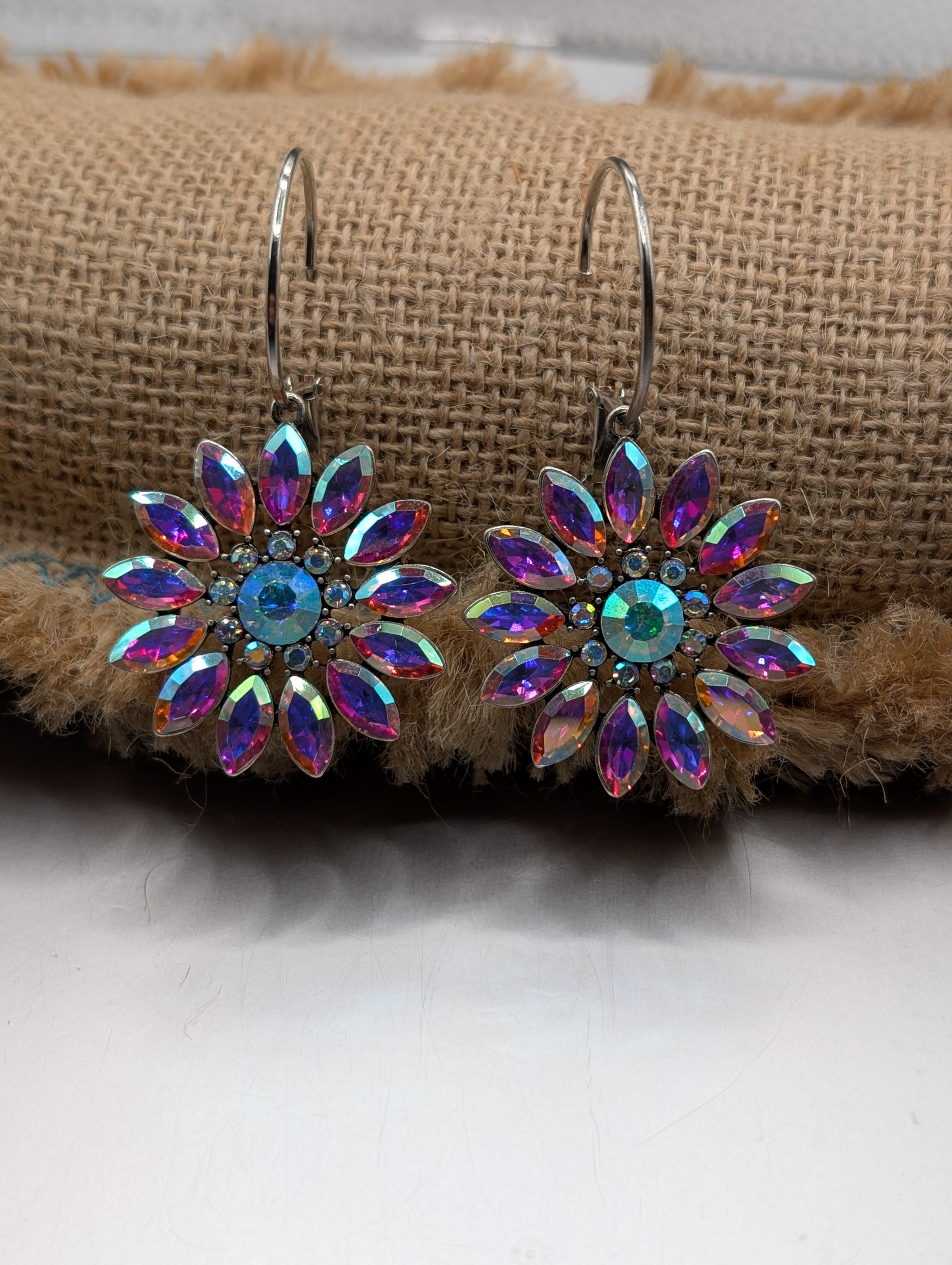 alice crystal flower earrings