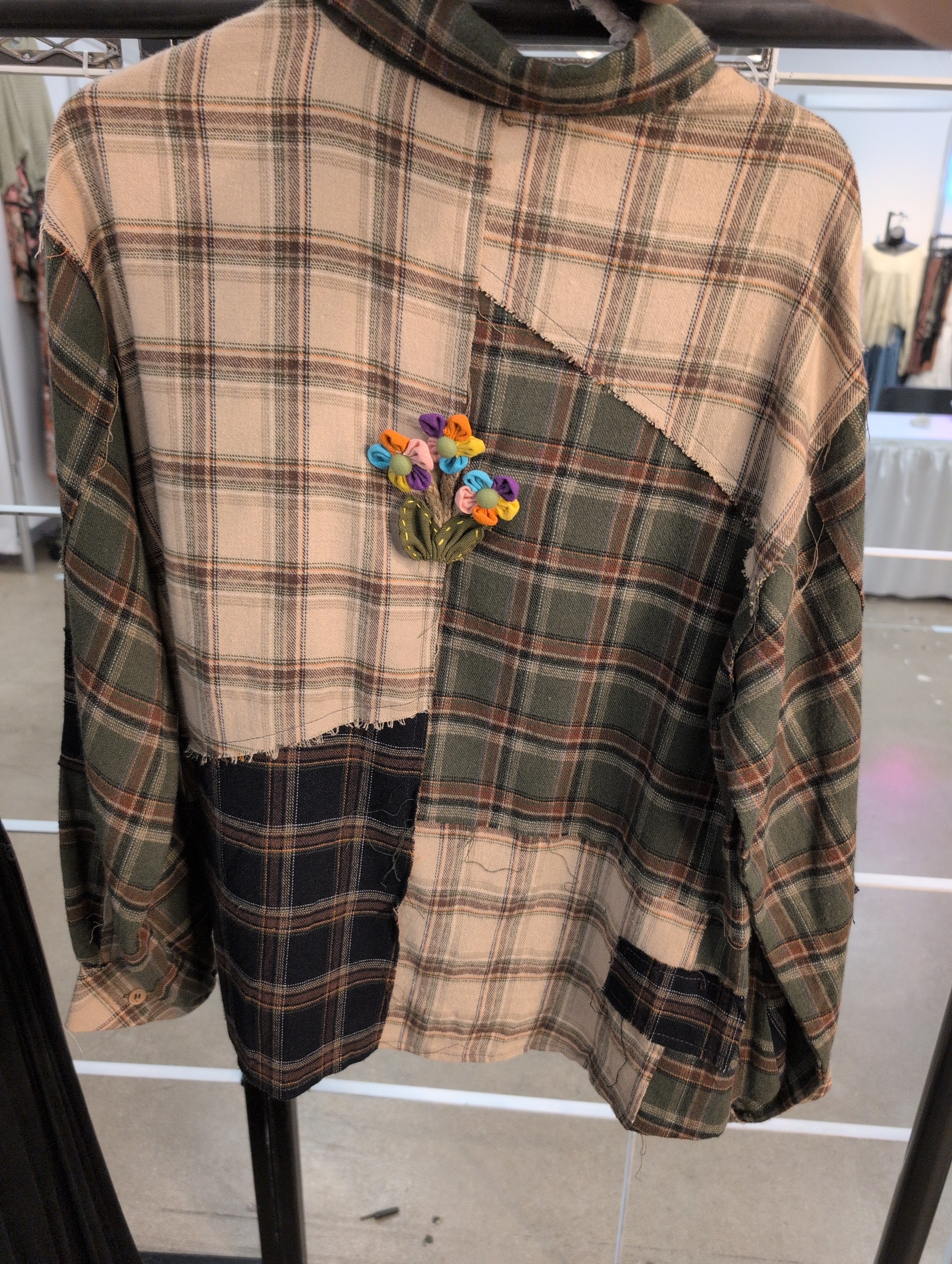 Pre Order POL AWT201 Green Multi Plaid Top