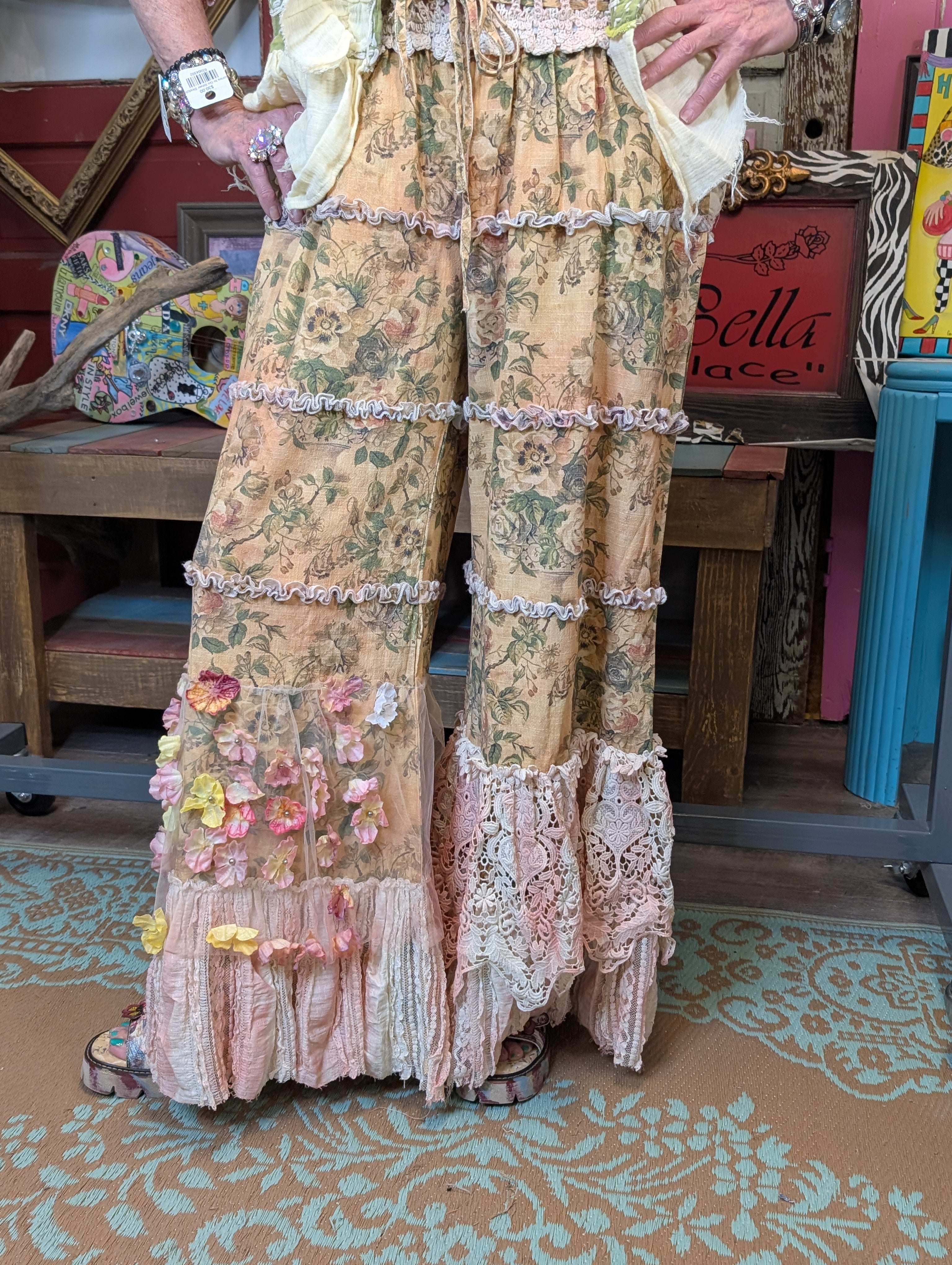 Rare Bird Lacy Bloom Rhapsody | Boho Floral Lace Pants – Felecia Bella
